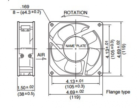 4715MS-20T-B30 Осевой вентилятор AC размер 119мм