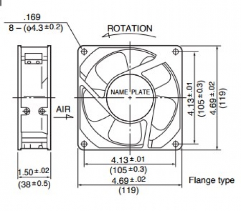 4715MS-24T-B50 Осевой вентилятор AC размер 119мм
