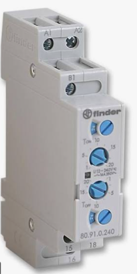 80.91.0.240.0000 | Finder | Реле времени DIN-рейка 230/240V AC (арт.809102400000)