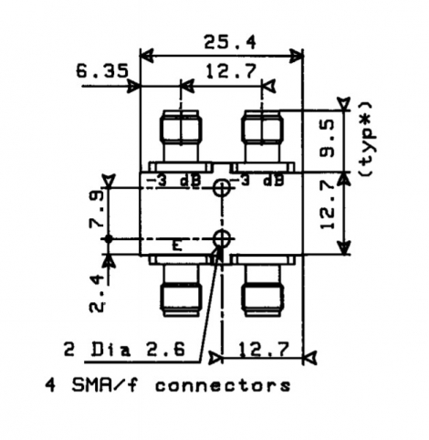 R433611700 | Radiall СВЧ компонент COUPLER: SMA 6-18GHZ 3DB (thickness 10mm)